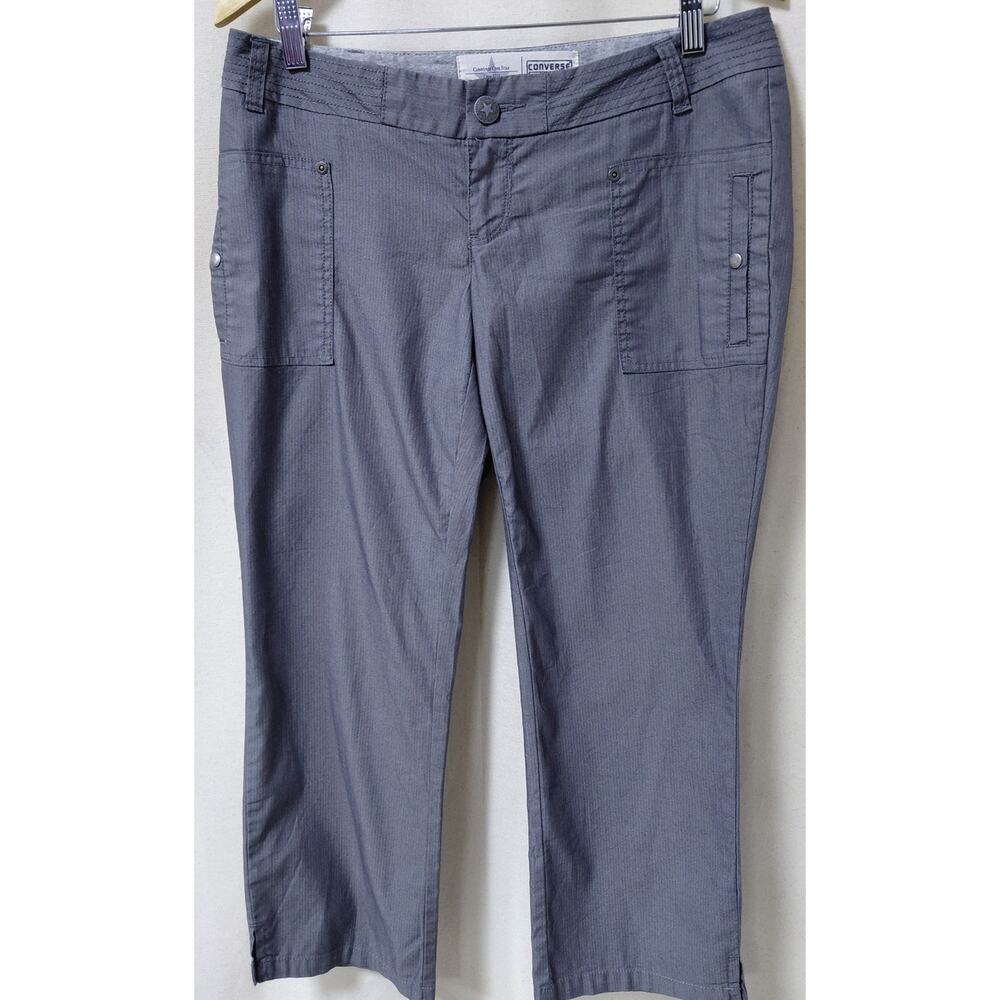 Converse One Star Cargo Pants Gray Solid Woven Relaxed Women Size 8